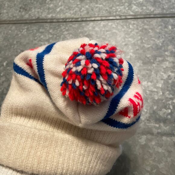 Vintage Baby Ruth Candy Bar Pom Pom Knit Beanie Hat O/S Red White Blue Ski Snow - Picture 5 of 8